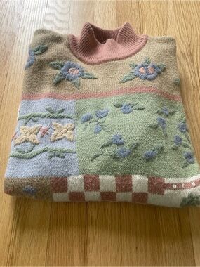 Patchwork Oversize Pastel Mock-Neck Sweater